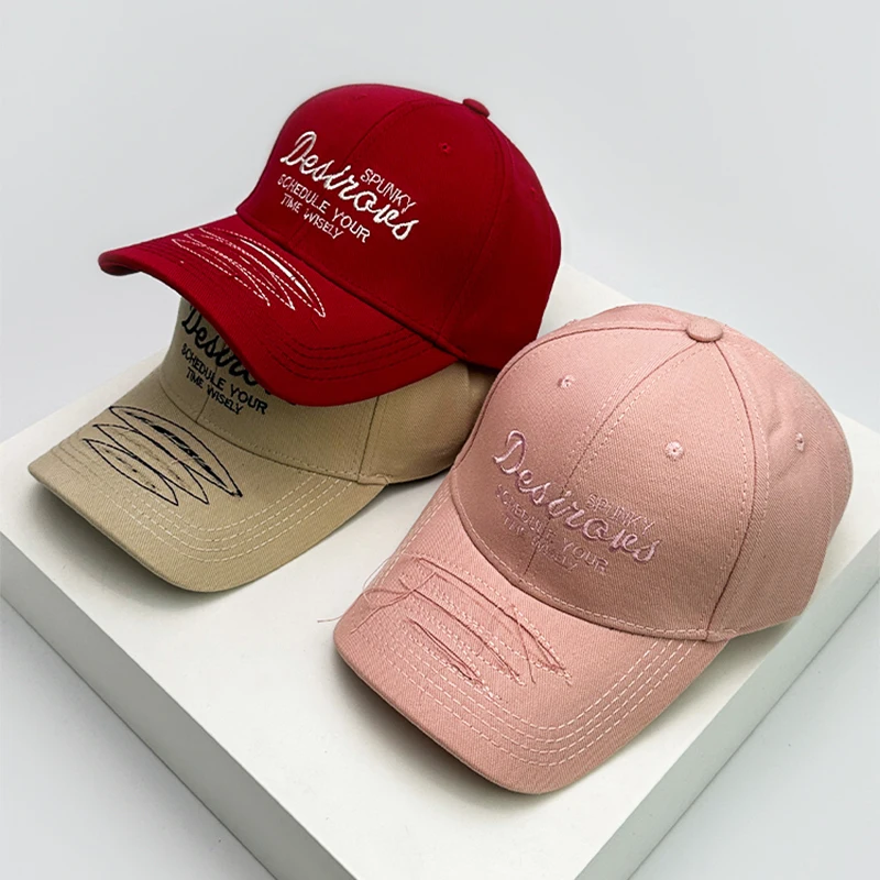 

New Men Woman Personal Letter Embroidery Baseball Hats Distress Sunshade Breathable Broken Snapback Caps Versatile Fashion Retro