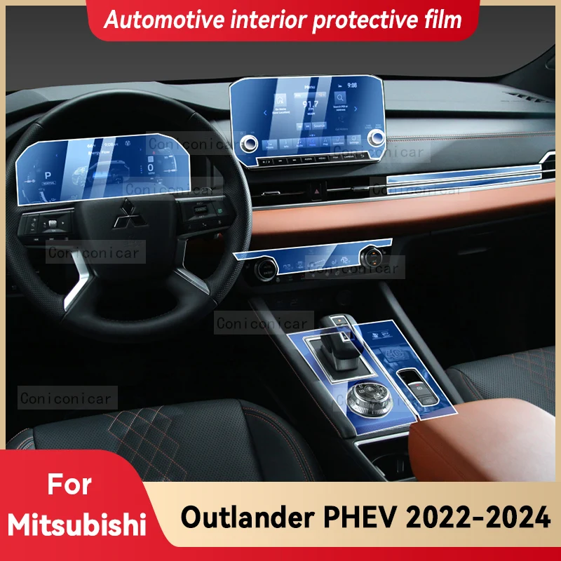 

For MITSUBISHI OUTLANDER PHEV 2022-2024 Car Interior Center Console GearBox Panel Navigation TPU Protective Film Anti-scratch