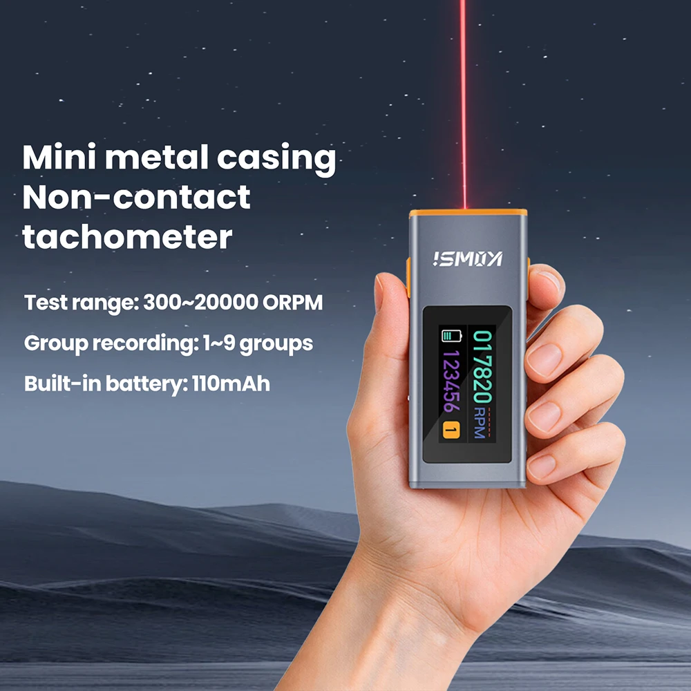 디지털 레이저 타코미터 0.96인치 TFT 디스플레이 300-200000RPM 비접촉식 광전 RPM 미터 모터 엔진 팬용 Type-C