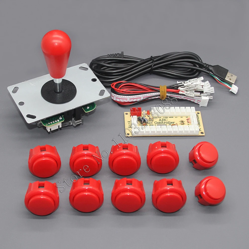 Kit DIY de consola Arcade de 1 jugador, Joystick ovalado de 8 vías, botón pulsador estilo SANWA para PC Raspberry Pi, co