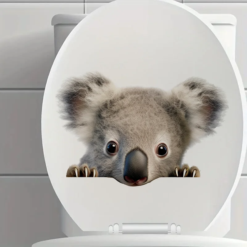 90970# Cute Koala Peeking Out with Big Eyes Toilet Stickers Bright Wall for Home Cabinet Door Decoration Vinyl Car Decals