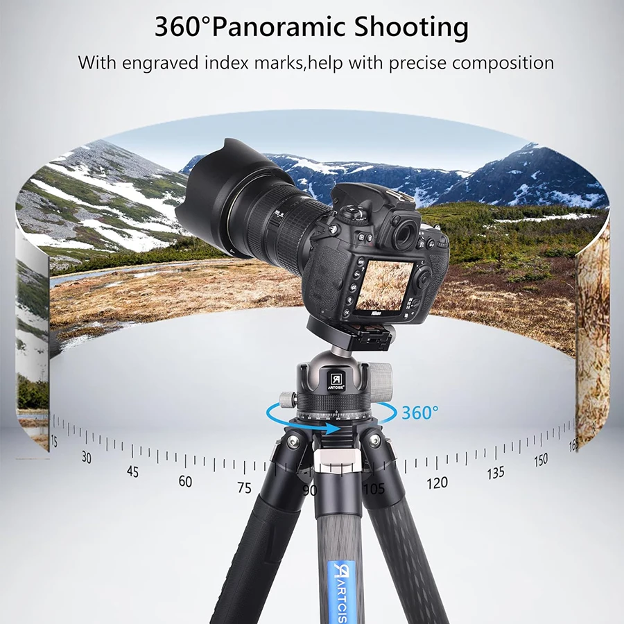 ARTCISE 44 mm/55 mm Low-Profile-Stativ-Kugelkopf, Ganzmetall-CNC-Hochleistungs-Stativkopf für DSLR-Kamera, Stativ, Einbeinstativ, Belastung 40 kg – Detail 7
