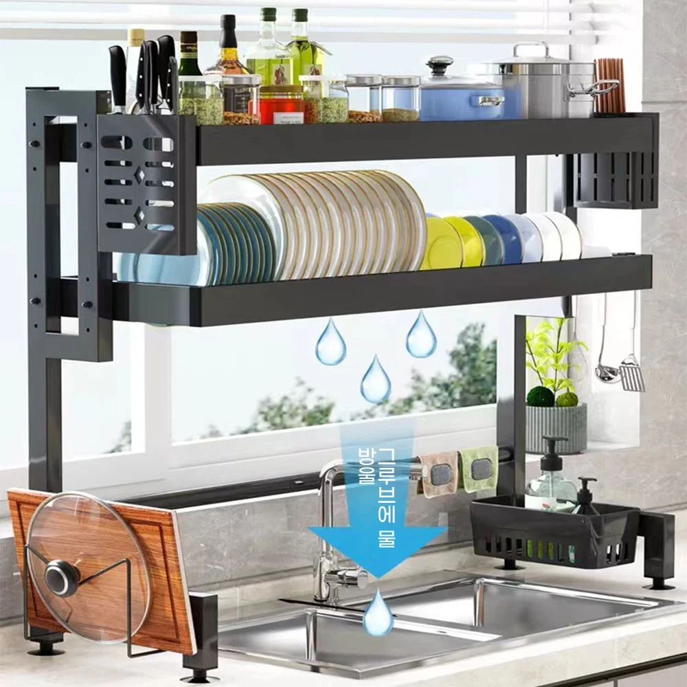 Over The Sink Dish Drying Rack Dust Proof for Kitchen Stainless Steel Drain Shelf Multi Organizer Cabinet Dish Rack Drying