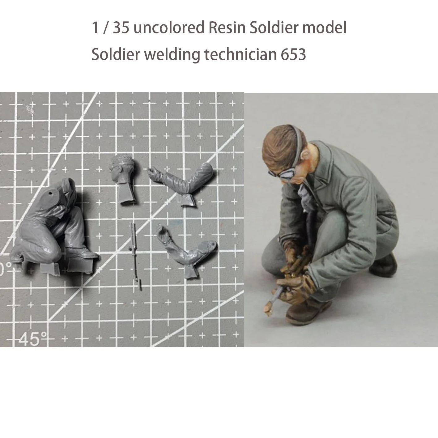 

1 / 35 uncolored Resin Soldier model Soldier welding technician 653