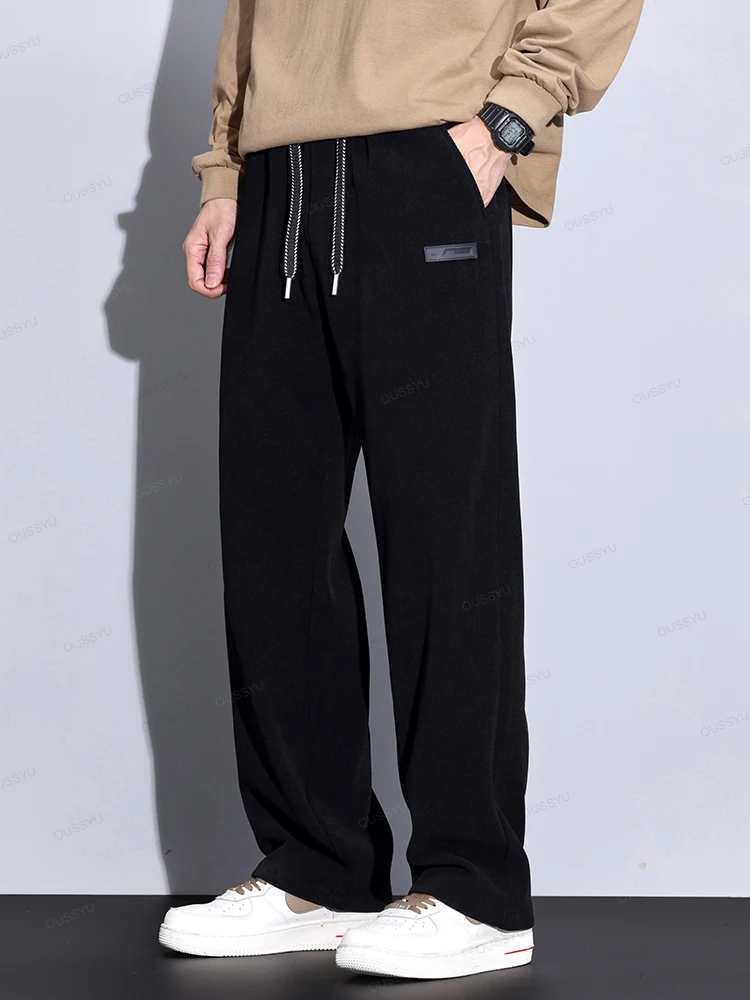 Brand Clothing Autumn Winter Corduroy Pants Men Elastic Waist Business Straight Thick Outdoors Casual Trousers Plus Size Gift