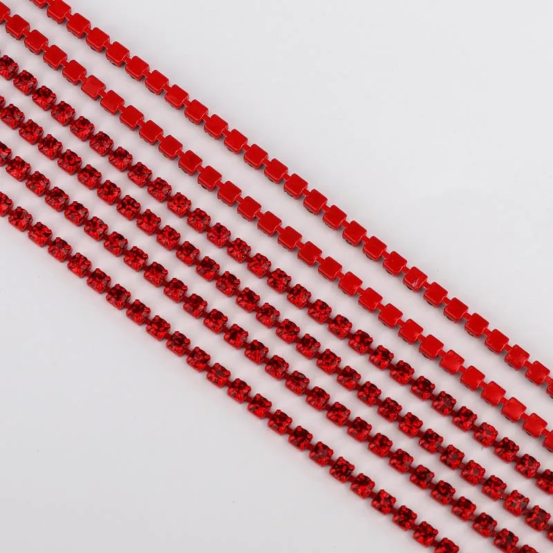 10 Yards/Rolle SS6-SS16 Glänzende Kristall-Strass-Kette zum Aufnähen oder Aufkleben für Kleidung, Schmuck, Bekleidungszubehör, Verzierung, Cup-Kette – Detail 8
