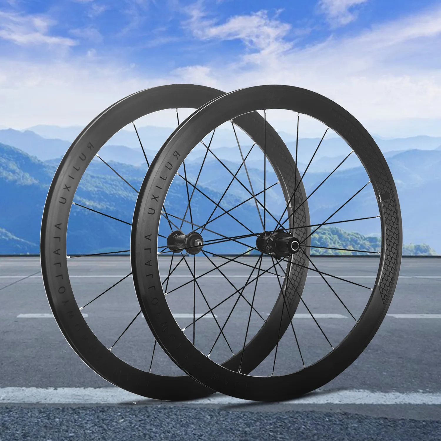 Bike Wheelset 700C bike wheelset Fish scale Black RUJIXU straight pull break 6claw V/C ring brake disc brake rim road bikewheelset
