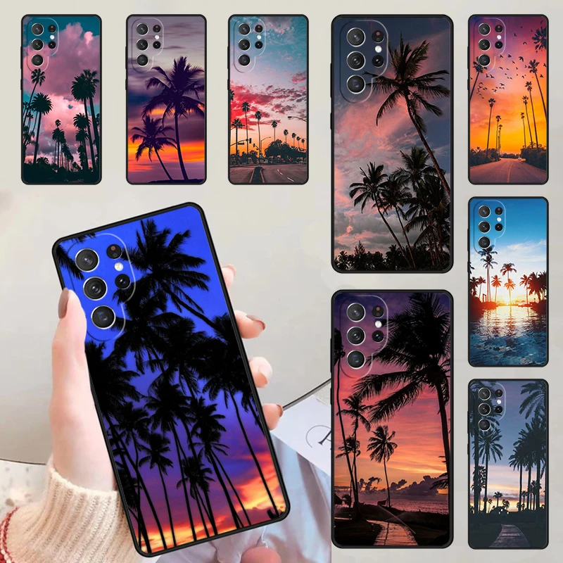 Custodie Per Telefoni Sunset Palm Trees Per Samsung Galaxy S23 S20 Fe S21 S22 Ultra Note 20 S8 S9 S10 Note 10 Plus Cover