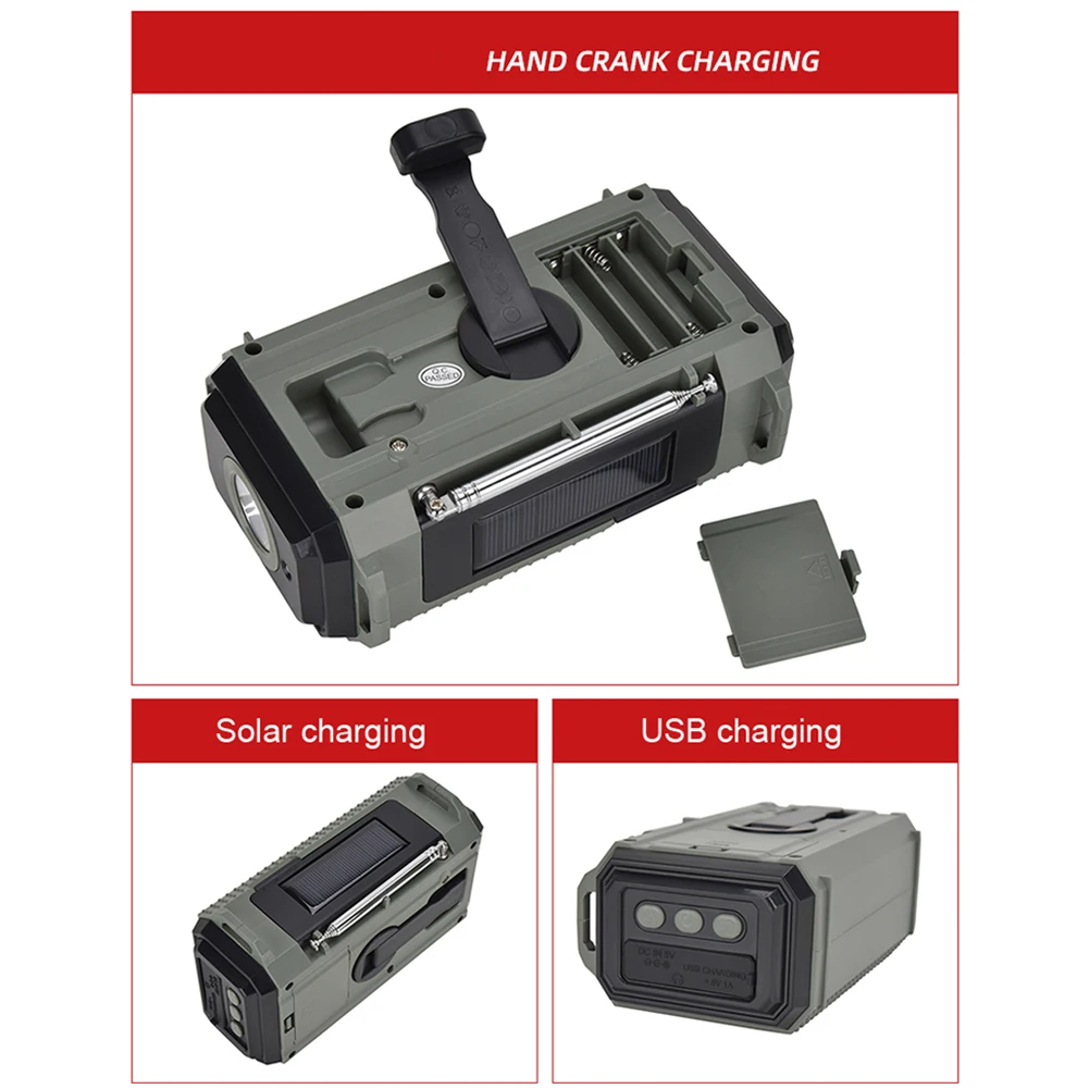 Wind Up Emergency Hand Crank Solar Radio AM/FM/SW 5000mAh USB - View #6