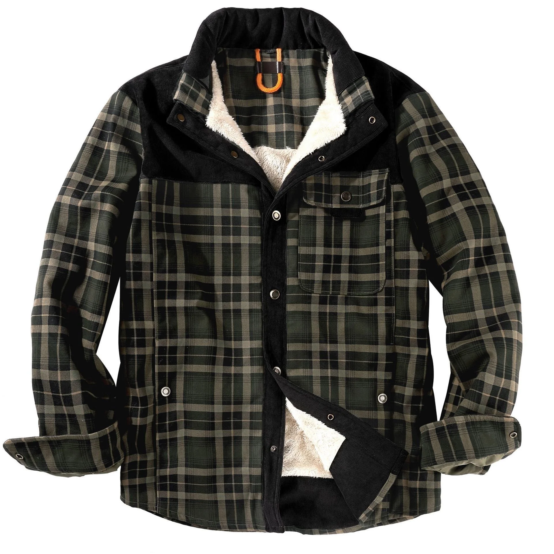 Gebreide trui voor heren, met fleece gevoerd, mouwloos, V-hals, button-down, gebreide trui met zakken voor de winter, Donkergrijs, L