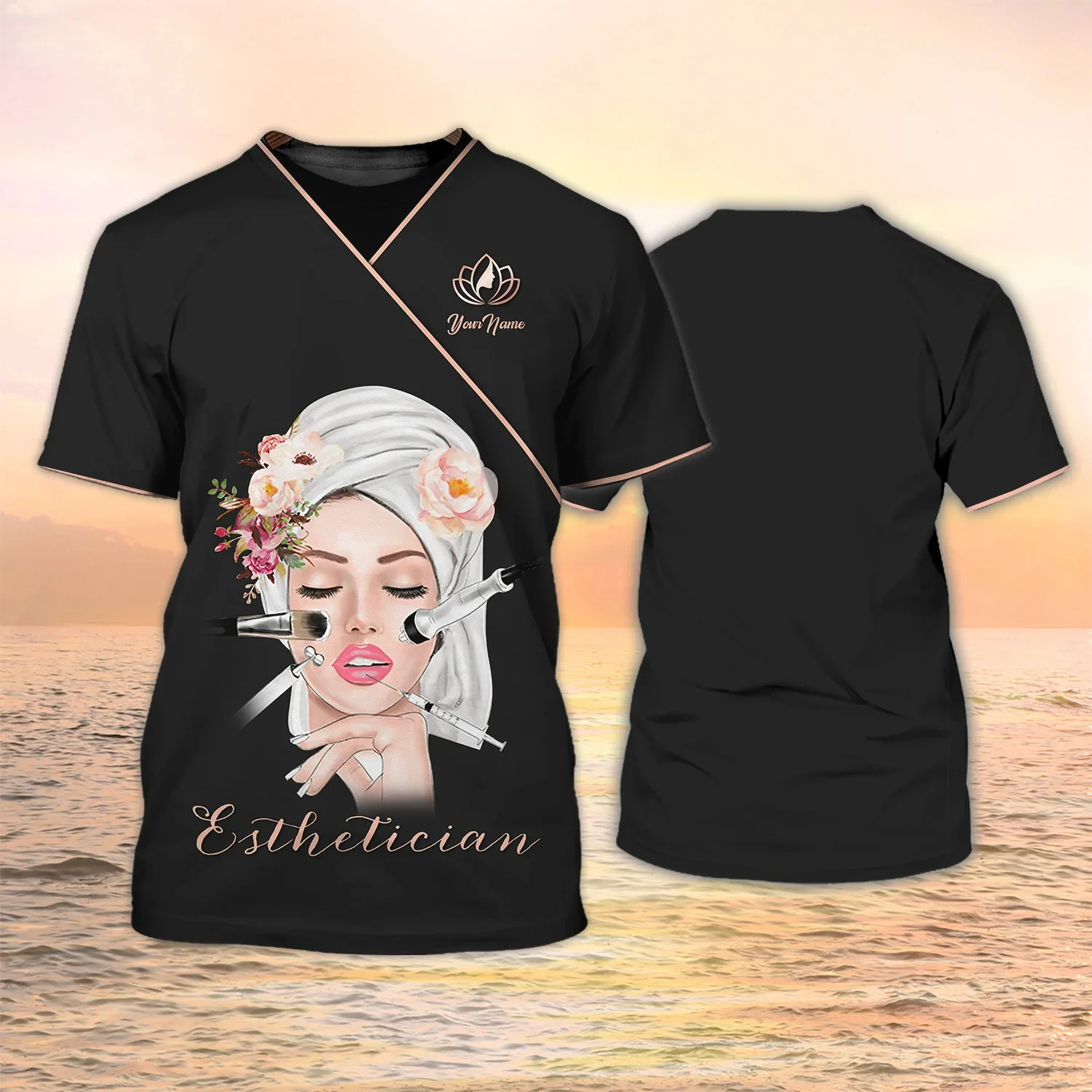 Neueste Sommer männer T-shirt Massage Therapeuten Pesonalized Name 3D Gedruckt t shirt Unisex Casual Tops Schönheit Spa Uniform DW153 – Detail 25