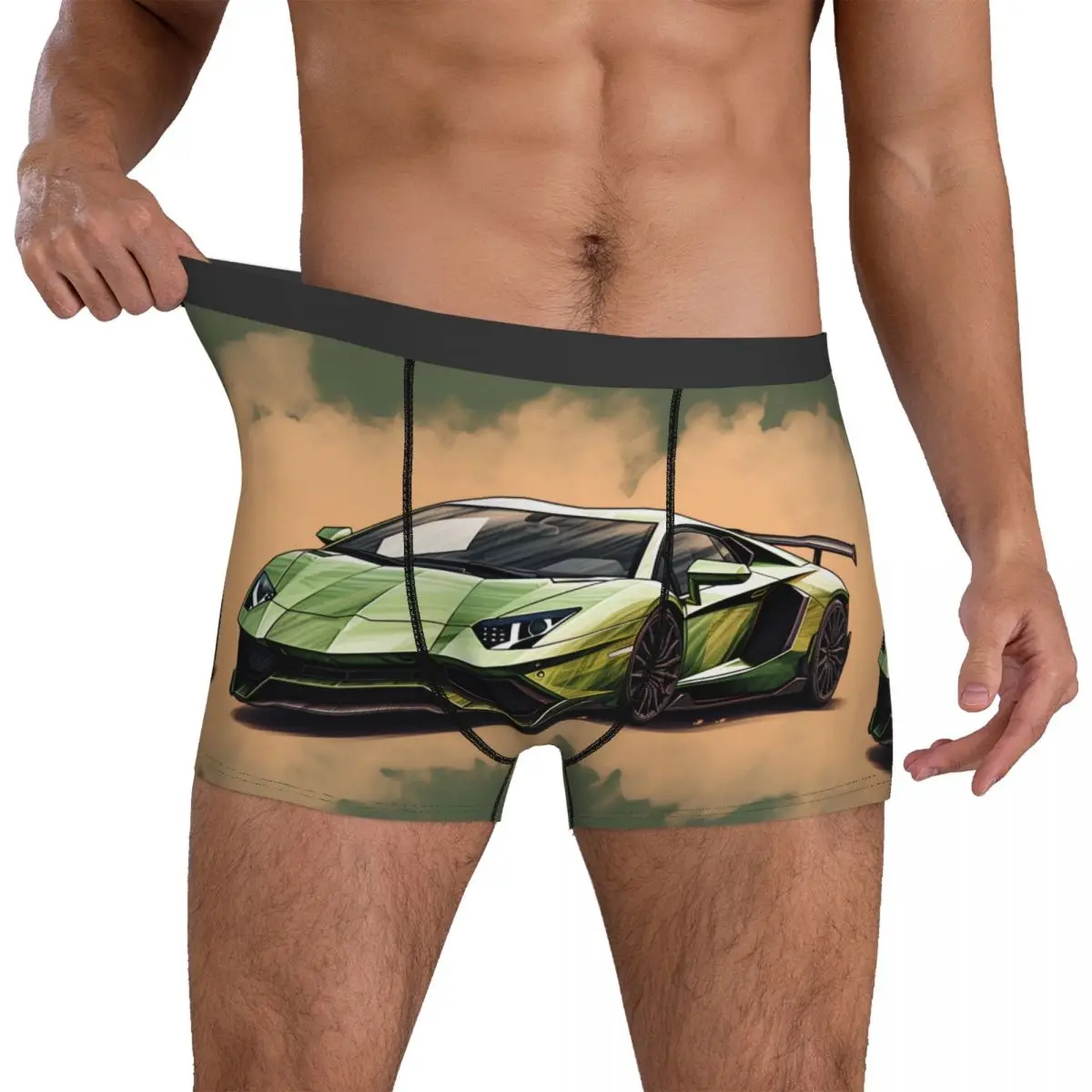 

Роскошное Спортивное нижнее белье для автомобиля, Симпатичные трусики с мультяшным рисунком, шорты с принтом, мужские брифы с объемным карманом, шорты-боксеры