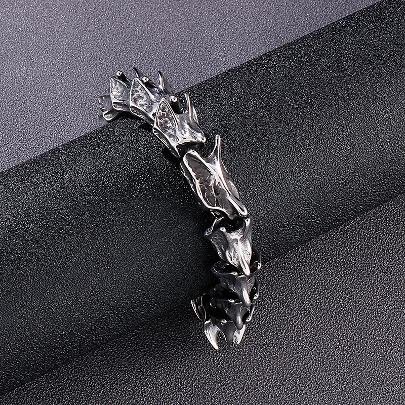 Fongten Punk männer Wirbelsäule Edelstahl Armband Kiel Mode Skeleton Kette Hip Hop Neue Männliche Schmuck Handbands Mode Geschenke – Detail 10