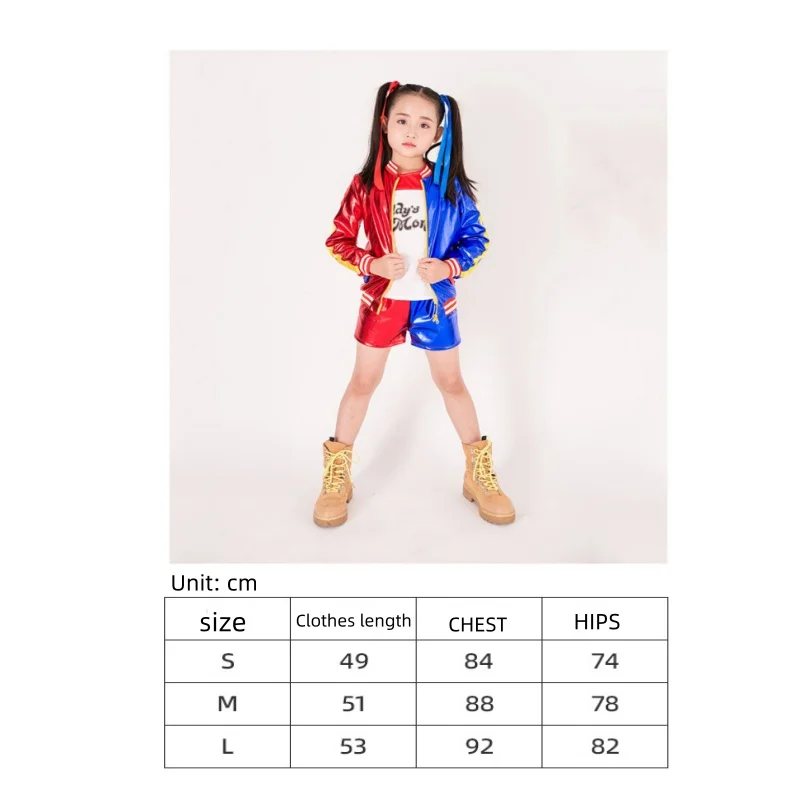 Halloween Party Suicide Harley Fancy Cosplay Costumes Quinn Jacket Carnival Christmas Pants Clown Role Play Kids Girl