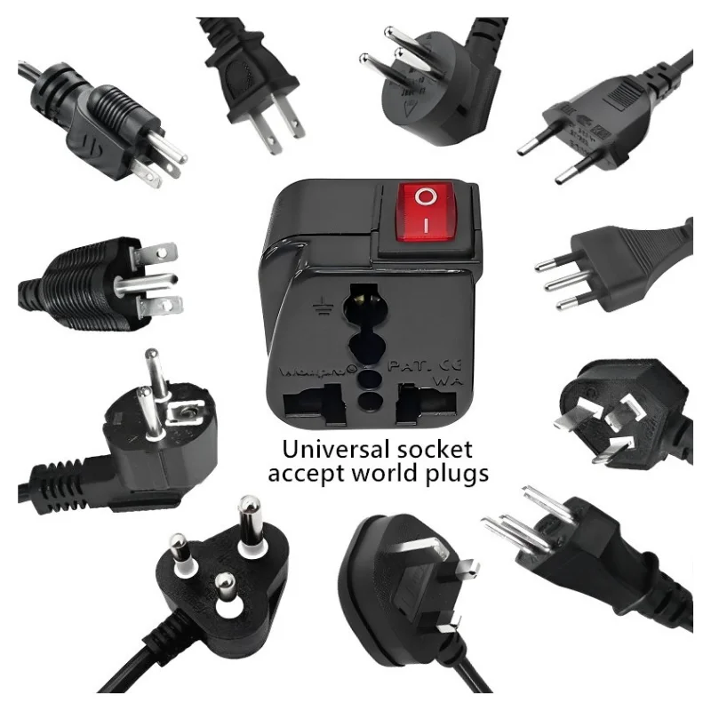 Universal Multi Plug Adapter With On/Off Main Switch
