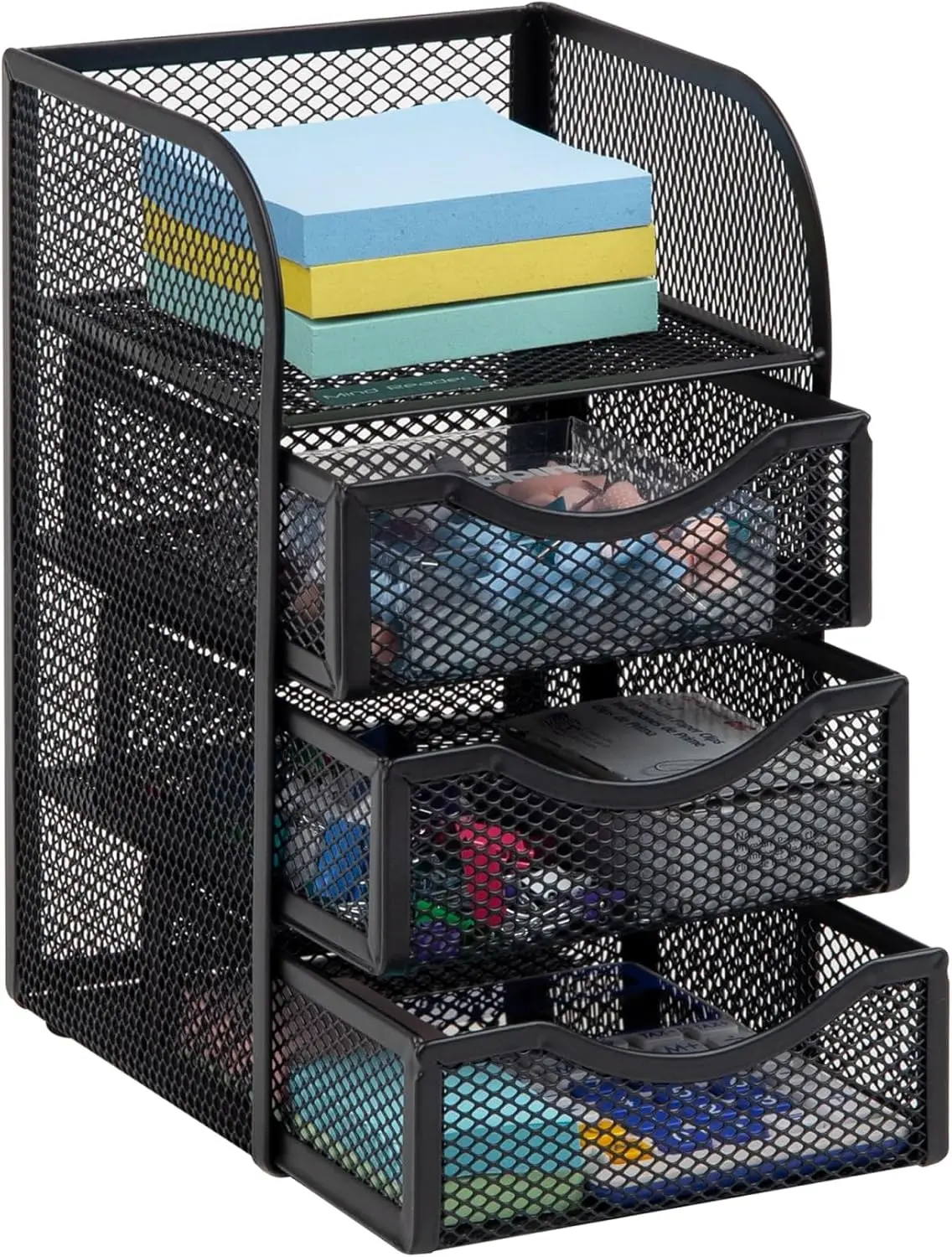 Desktop Accessory , Desk Supplies, Organizer Office, Metal Mesh, 6.25" L W x 6.5" H, Black