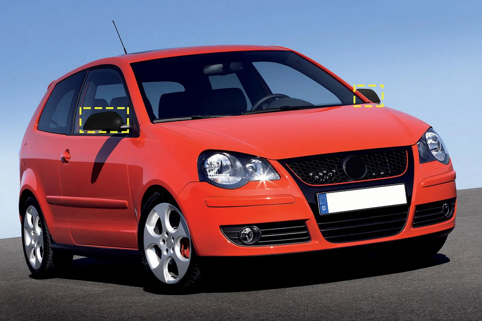 L+R 글로스 블랙 사이드 윙 도어 미러 커버 케이싱 캡 (2005.06-2009 VW 폴로 IV MK4 9N 용)