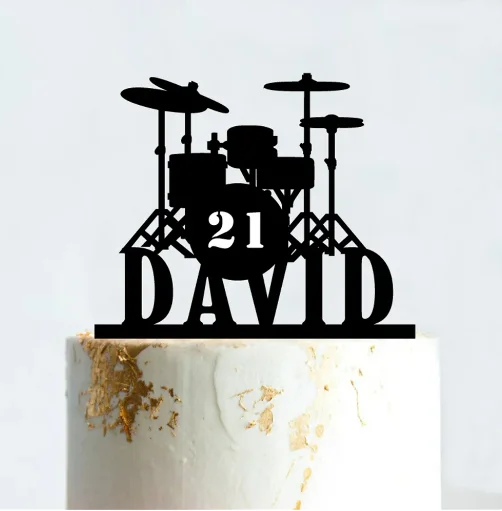 Personalized Drummer Musician Drums Birthday Cake Topper for Band Name Age Music Party Cake Decoration Topper Cake Topper Cake Toppers