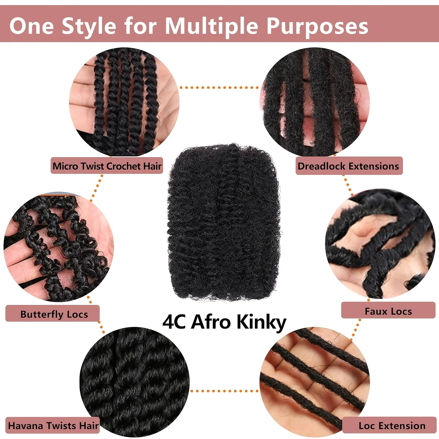 Afro Kinky Curly Braiding Bulk Hair for Braiding Twists Afro Kinky Bulk Hair for Dreadlock Extensions Repair Locs Women 3