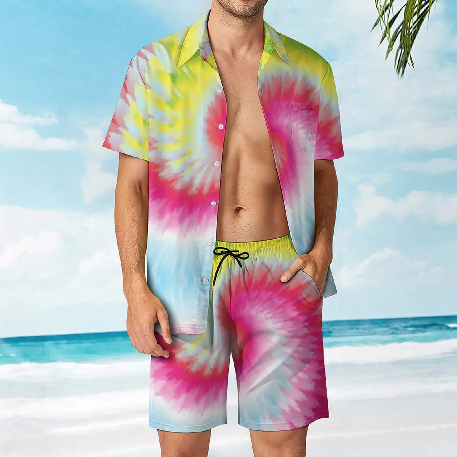 

Tie Dye (26) Men's Beach Suit Premium 2 Pieces Suit High Grade Going Out Eur Size