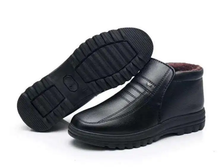 Tanio Zima 2022 męskie skórzane buty na co dzień flanelowe sklep