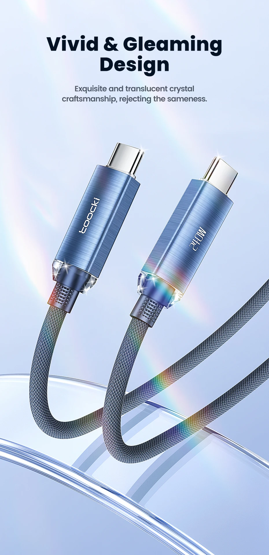 240W Type C to Type C Cable PD3.1 Quick Charge 4.0 5A Fast Charging Cable for Ma