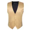Luxury Vest for Men Gold Solid Silk Satin Waistcoat Bowtie Tie Set Sleeveless Jacket Wedding Formal Male Gilet Suit Barry Wang 3