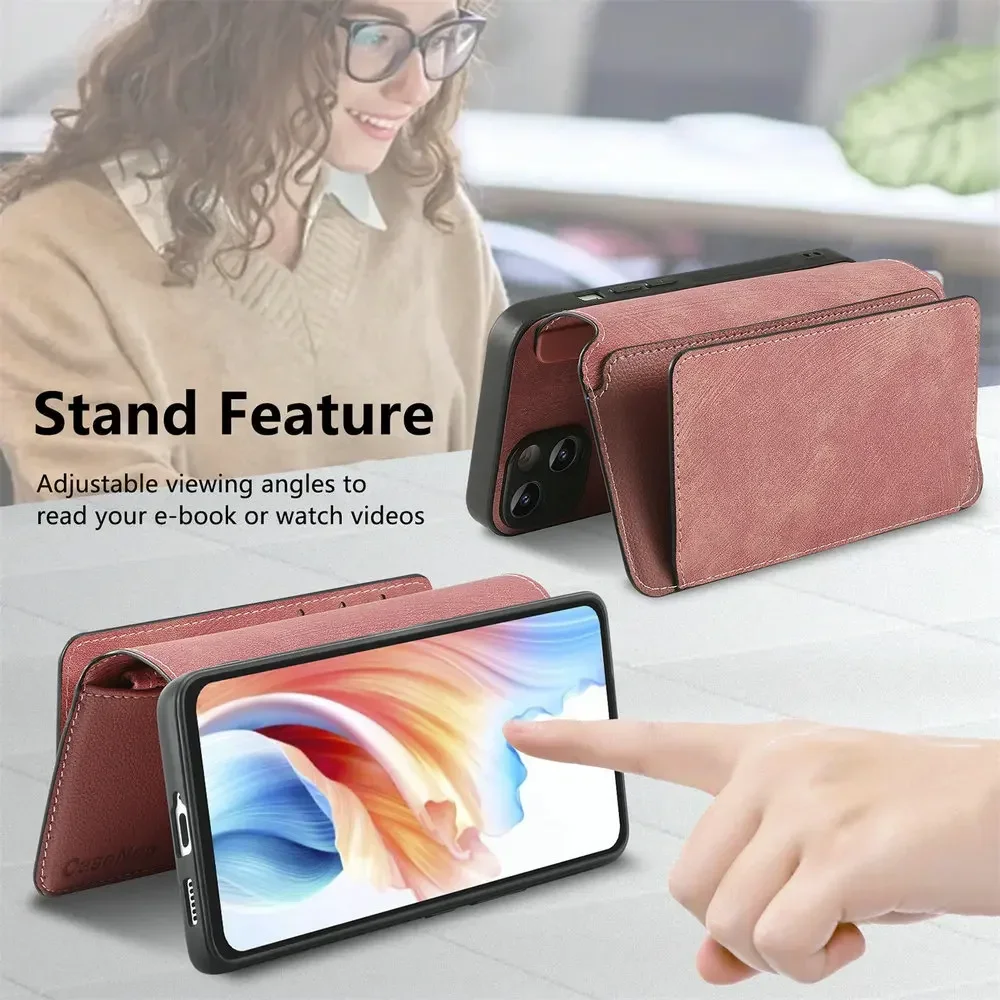 Luxury Leather Flip Case with Detachable Zipper Wallet and MagSafe