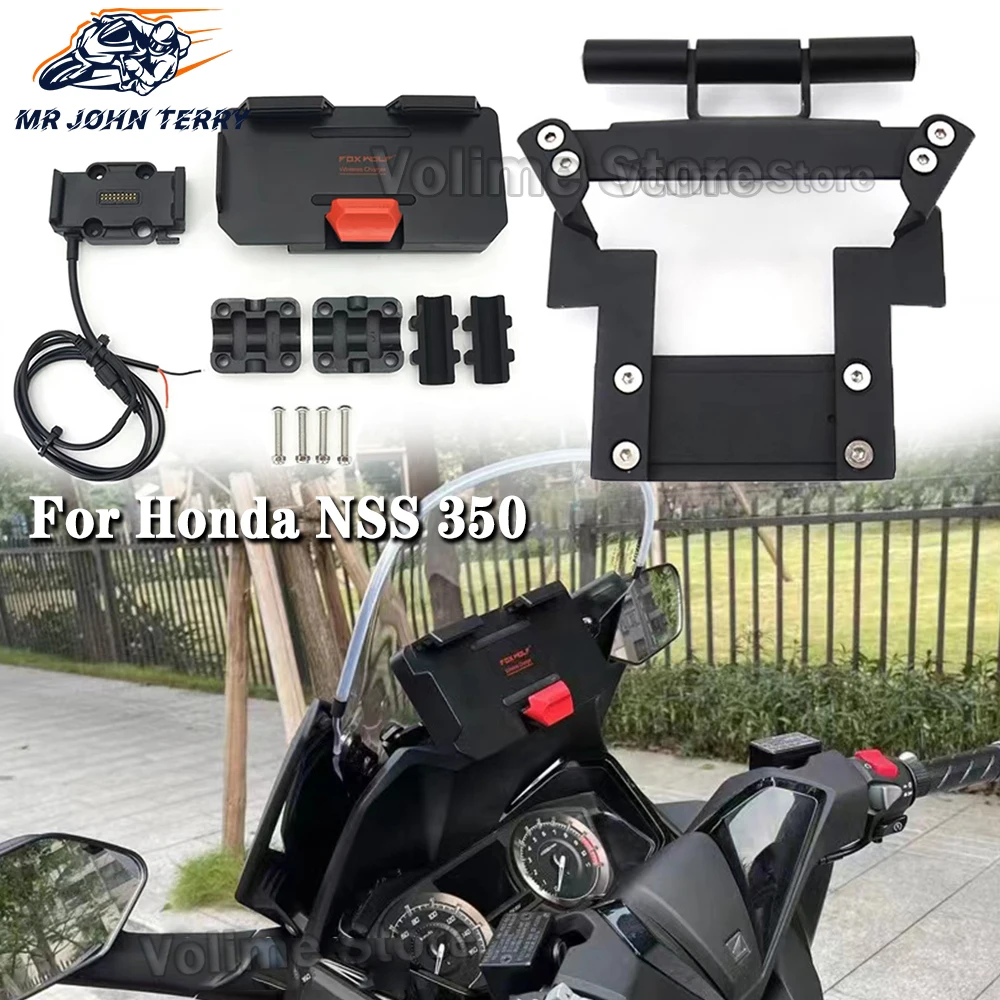 For Honda NSS 350 NSS350 Motorcycle GPS Mobile Phone USB & Wireless Charger Navigation Bracket Holder Mount Stand Base