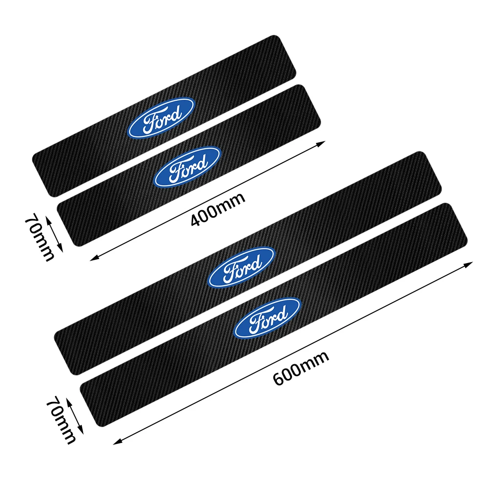 Carbon Fiber Auto Door Sill Protector Stickers 4pcs For Ford Focus 2 3 4 Mondeo Fiesta Ecosport Kuga Fusion Ghia