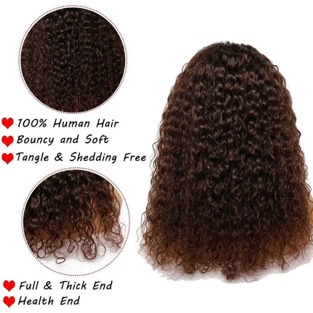 Water Wave Lace Front Wigs Human Hair 4x4 Lace Front Wigs 180% Density Natural Hairline Water Curly Human Hair Pre Plucked