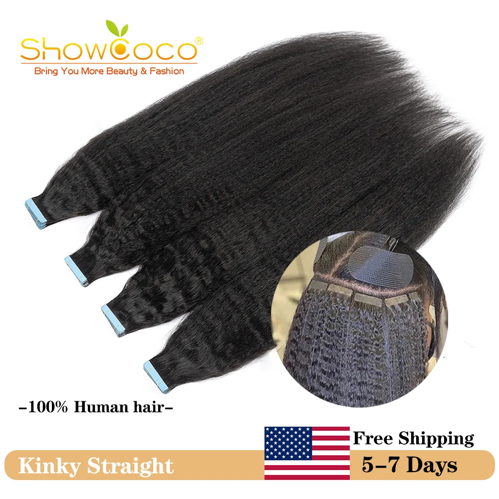 Kinky Straight Tape Extensions Human Hair Human Hair Tape Extensions