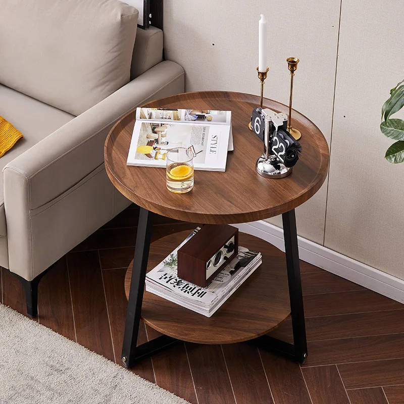 JOYLIVE Tea Table Simple Modern Sofa Side Table Household Round Double-layer Side New