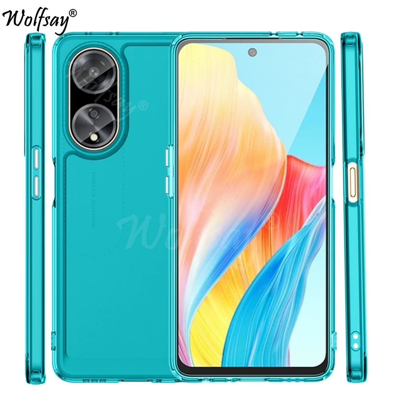 Custodia Trasparente Per Oppo A98 5G Bumper Anti-Knock Soft Tpu Custodia Trasparente Color Caramella Per Oppo A98 5G Cover Per Oppo A98 5G Case