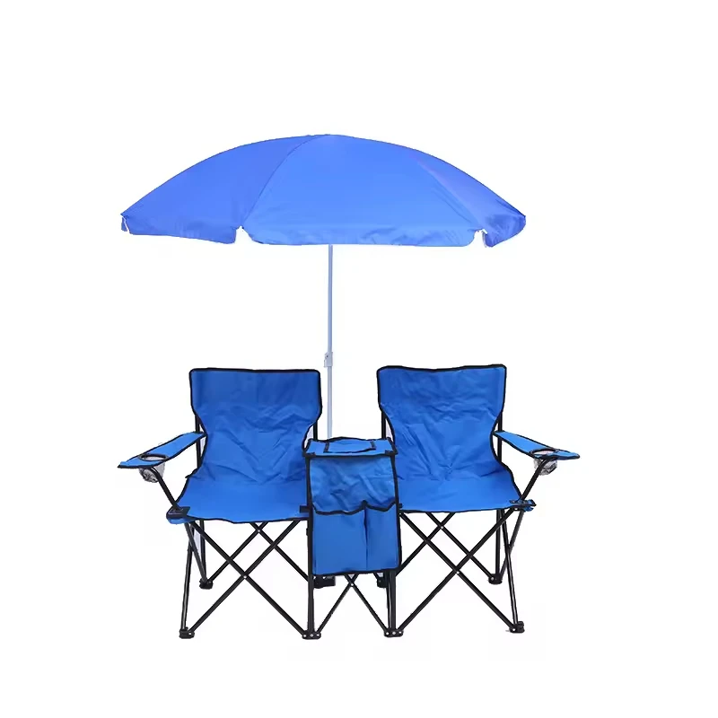 High Quality Outdoor Camping 2-person Chair Portable Folding Double Seat Camping Chair Set With Canopy