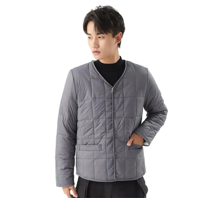 

Men's Autumn Winter New V-Neck Ultra Light Down Jacket High Quality Lamb Cashmere Comfortable Male Solid Warm Fashion Coats
