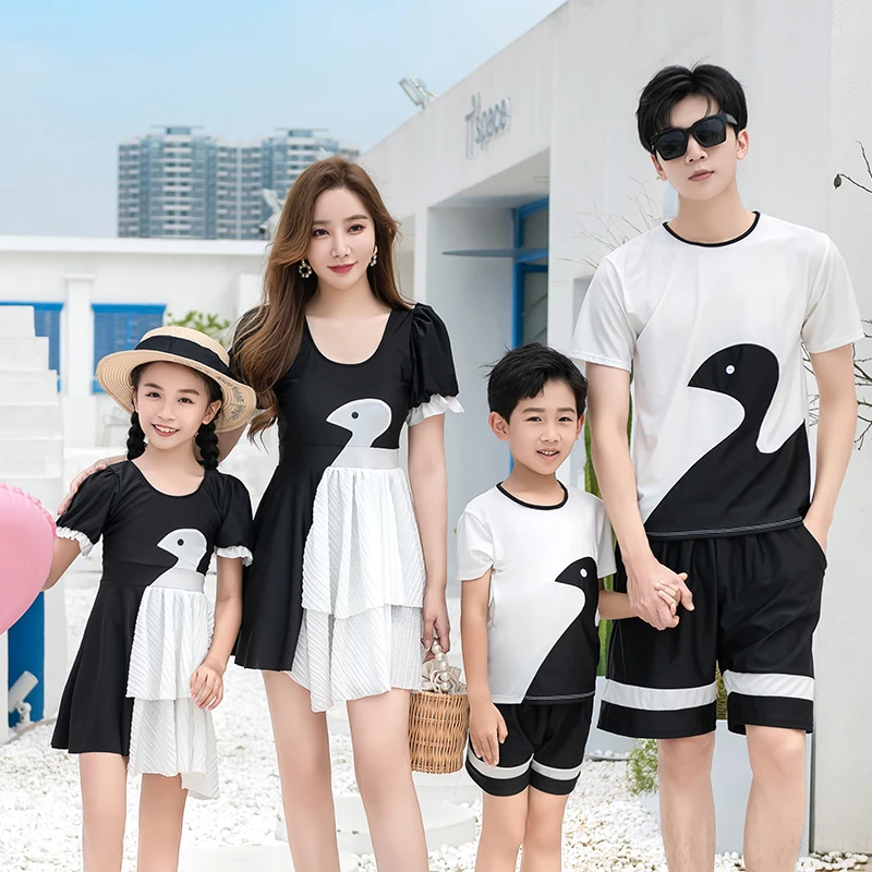 2022 Korean Women Men Swimsuits Family Matching Swimwear Kids Tankini