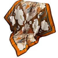 2024 New Silk Square Hair Scarf Foulard Pashmina Shawls Wraps Neck Scarves Women Floral Bandana Headbands Floral Bufandas Female 6