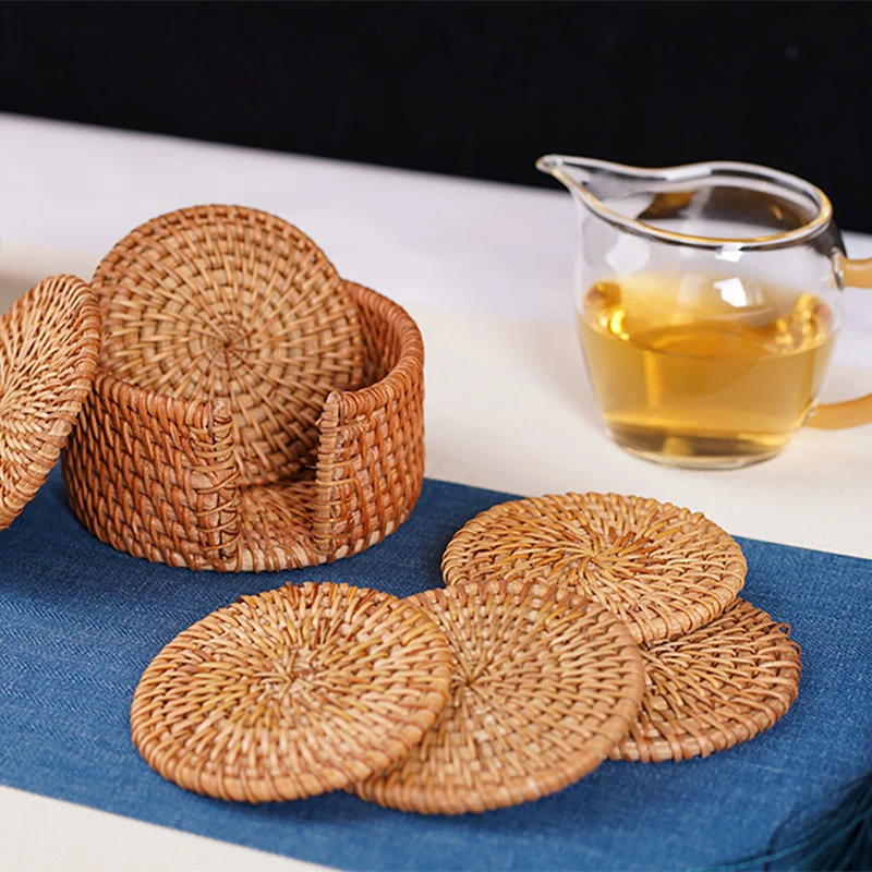 1pc Natural Rattan Hot Pad Household Kitchen Bamboo Insulation Mat