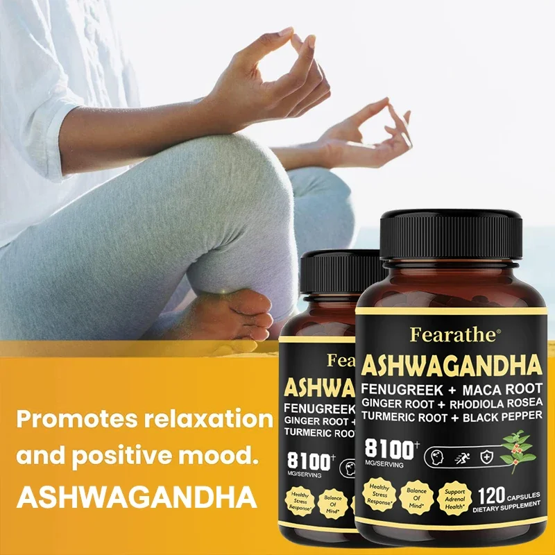 Premium Ashwagandha Capsules - Added Turmeric, Rhodiola Rosea, Ginger, Black Pepper - Strength, Mental and Immune Support