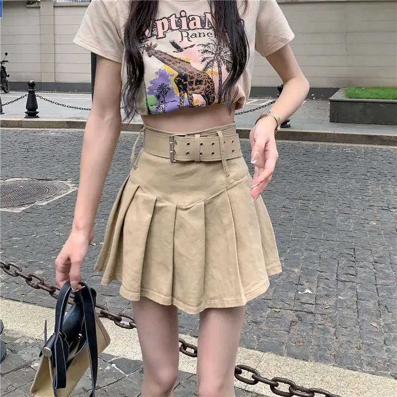 女性のためのエレガントな韓国スタイルのミニプリーツスカート