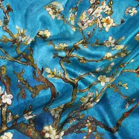 Van Gogh Oil Painting Apricot Flowers Silk Scarf Women Designer Tree Shawl Long Bandana Foulard Femme Luxury Hijab Scarves 180cm 4
