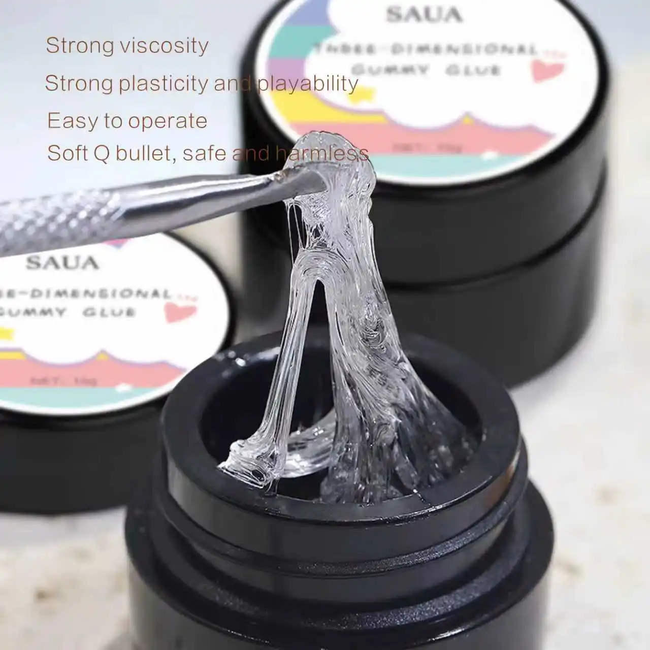 Solid Nail Glue Gel for 3D Sculpture and Art Design, Non-Stick Extension Formula (15g)