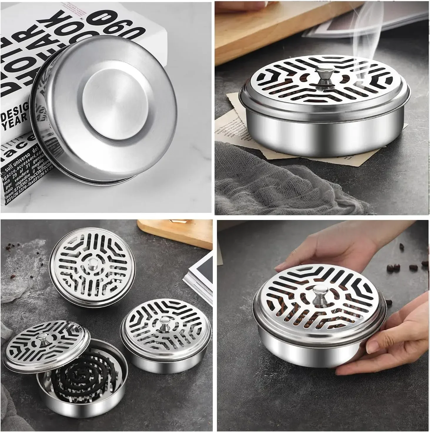 Portable Mosquito Coil Tray Insect Repellent Rack with Cover Anti-mosquito Incense for Hotel Home Camping Outdoor