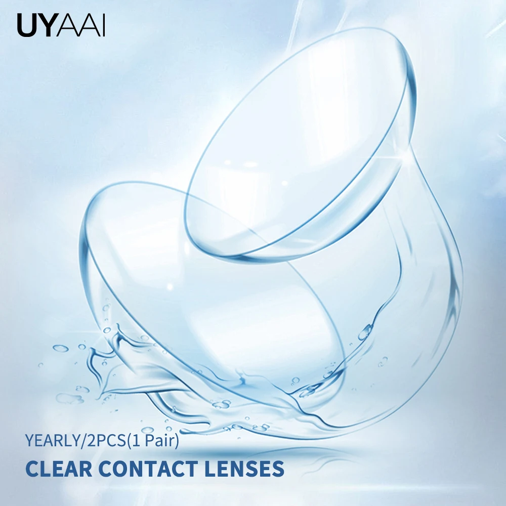 

UYAAI 2pcs Clear Contact Lenses Eyes Power -0.50~-8.00 Yearly Lens Natural Clear Cpntacts Lens Free Shipping