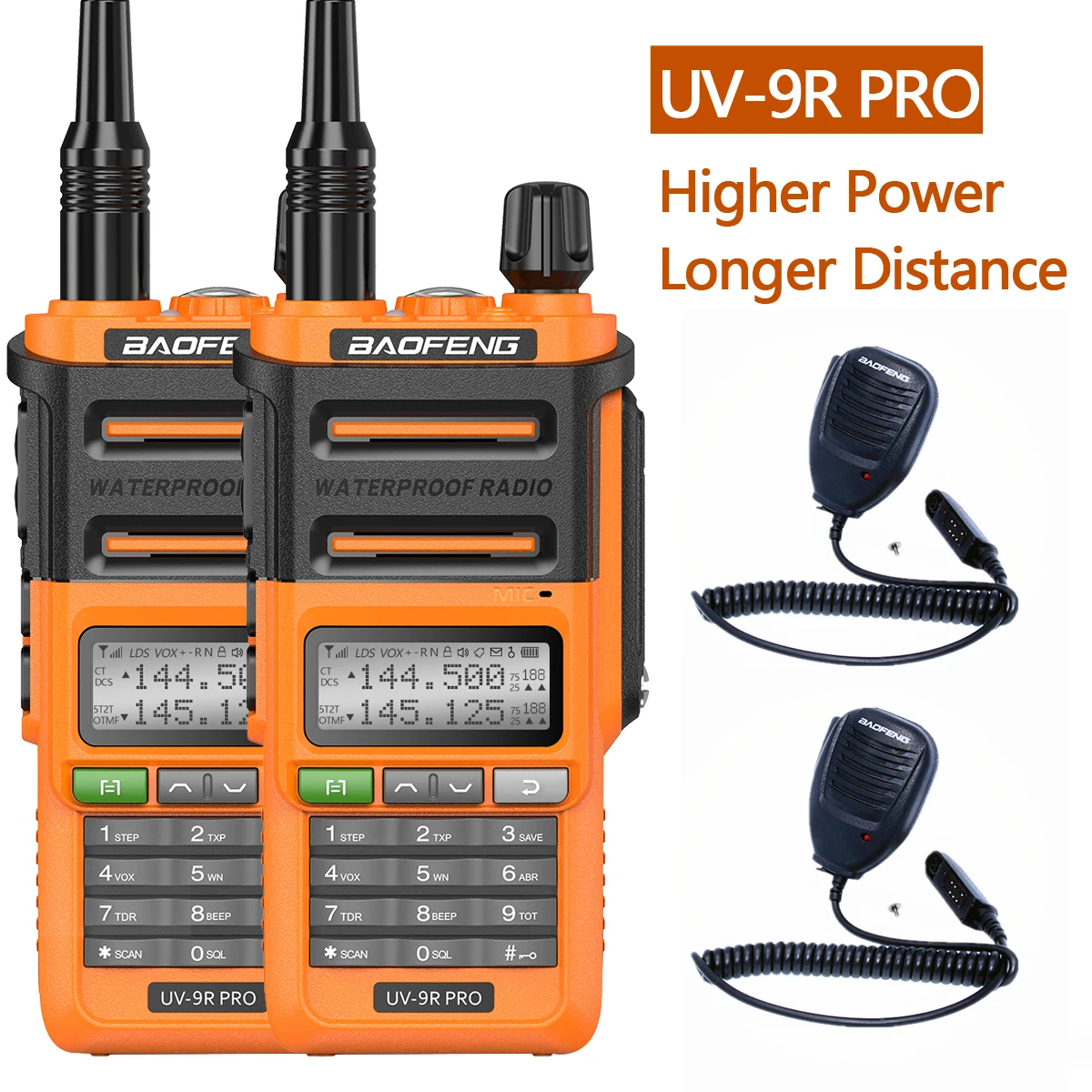 walkie talkie 5km range 2PCS Baofeng UV-9R PRO IP68 Waterproof Dual Band 136-174/400-520MHz Ham Radio Upgraded Of UV9R Walkie Talkie 50KM Range UV-XR best two way radios Walkie Talkie