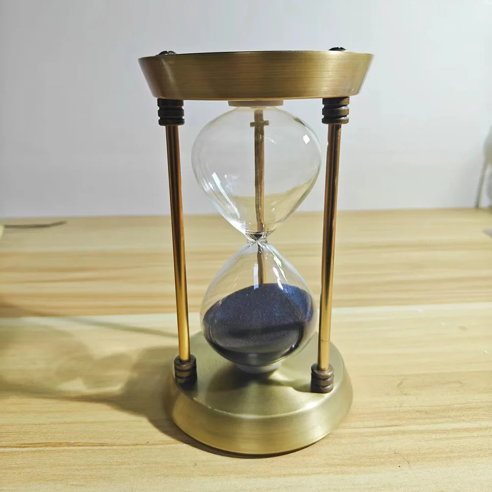 Sand Timer Liquid Hourglass Timer Colored Hourglass Living Room Metal Three Pillar Timer Ornament Mini Luxury Desktop Decoration Hourglass Countdown Bedroom Hardware Hourglass