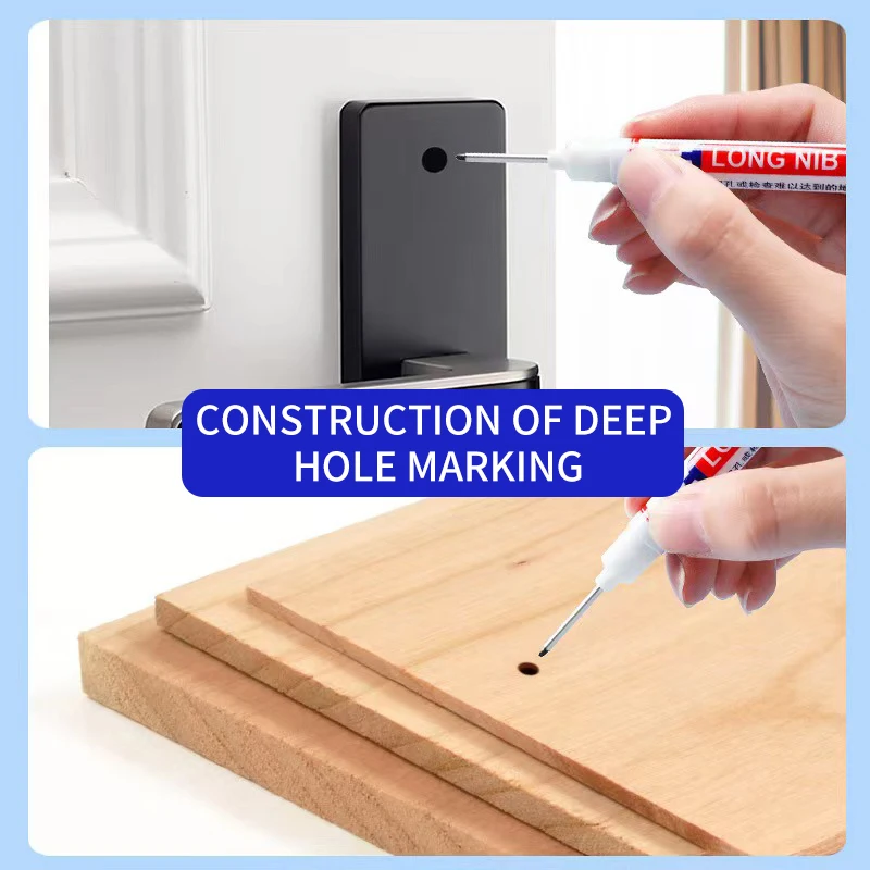 8Pcs/Set 20mm Deep Hole Long Nib Head Markers For Metal Perforating Pen Waterproof Bathroom Woodworking Decoration Multi-Purpose
