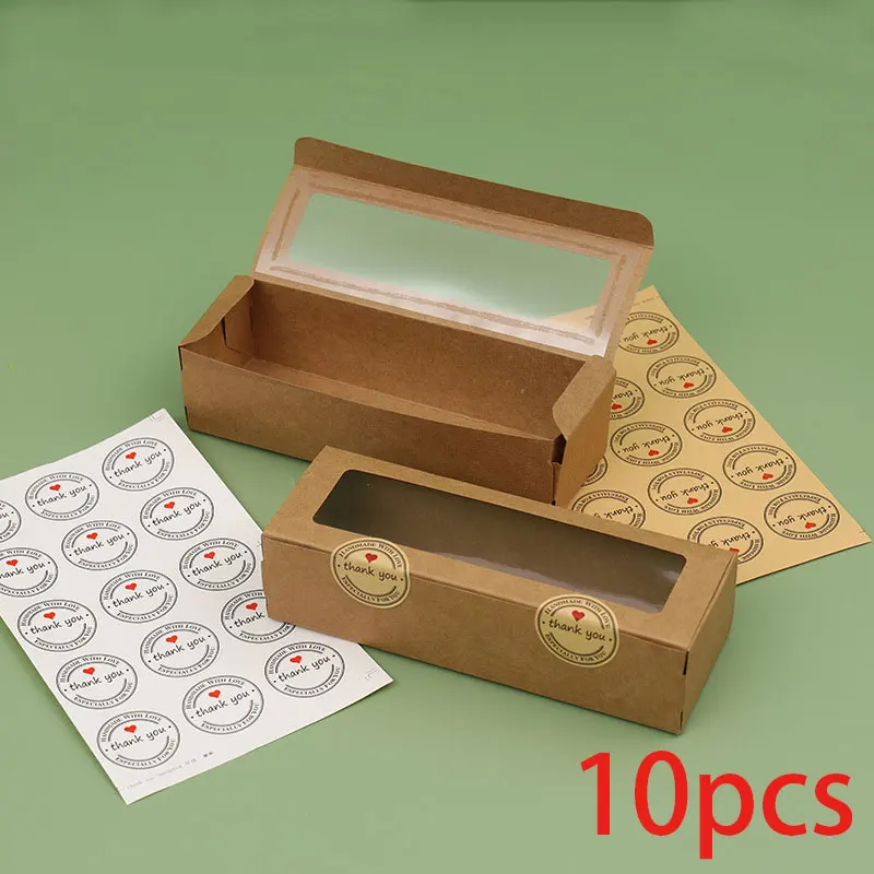 10/20/30/50 Pcs Kraft Paper Packaging Boxes Transparent Window Candy Baking Cake Box For Wedding Birthday Party Gift Box