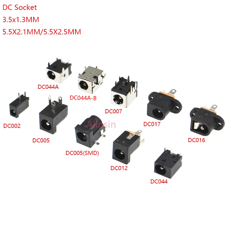 10pcs Dc Power Jack Socket Female Connector Dc005 5.5*2.1mm 5.5*2.5mm 3 ...